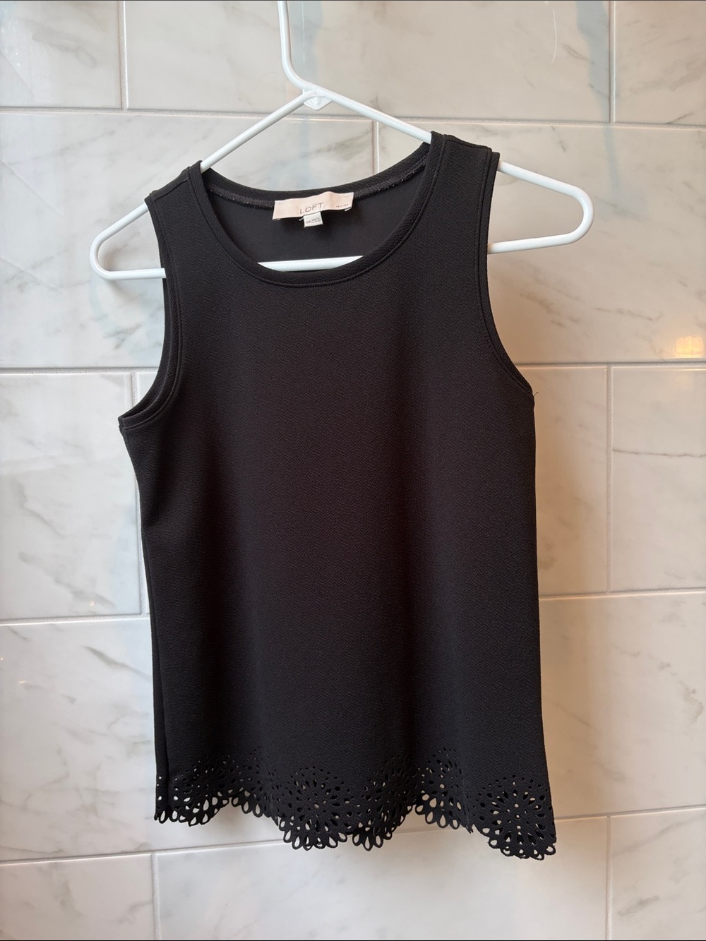 LOFT Black Laser-Cut Hem Tank Top